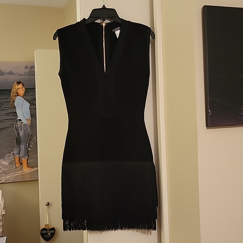 Black dress with fringe